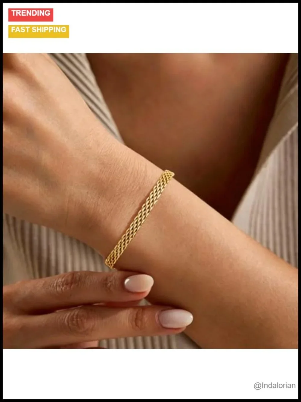 14K Gold Filled Dainty Mesh Link Chain Bracelet Women Men Waterproof